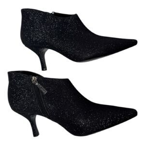 Nina New York Black Pointed Toe Glitter Booties. Size 7.5